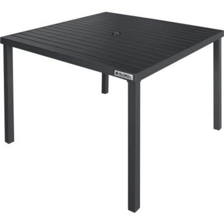 GEC Global Industrial 40in Square Aluminum Slatted Dining Table, Black 437005BK